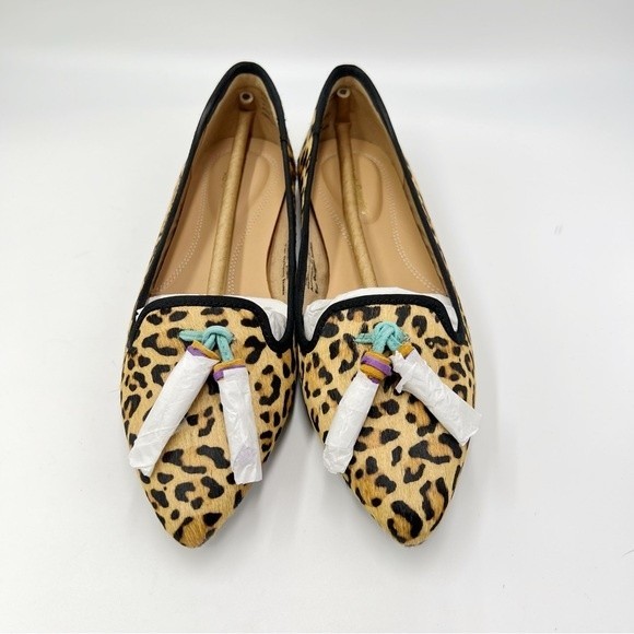 6W 6 WIDE Hush Puppies Women's Sadie Leather Leopard Slip On Loafers Shoes Flats - Picture 4 of 15